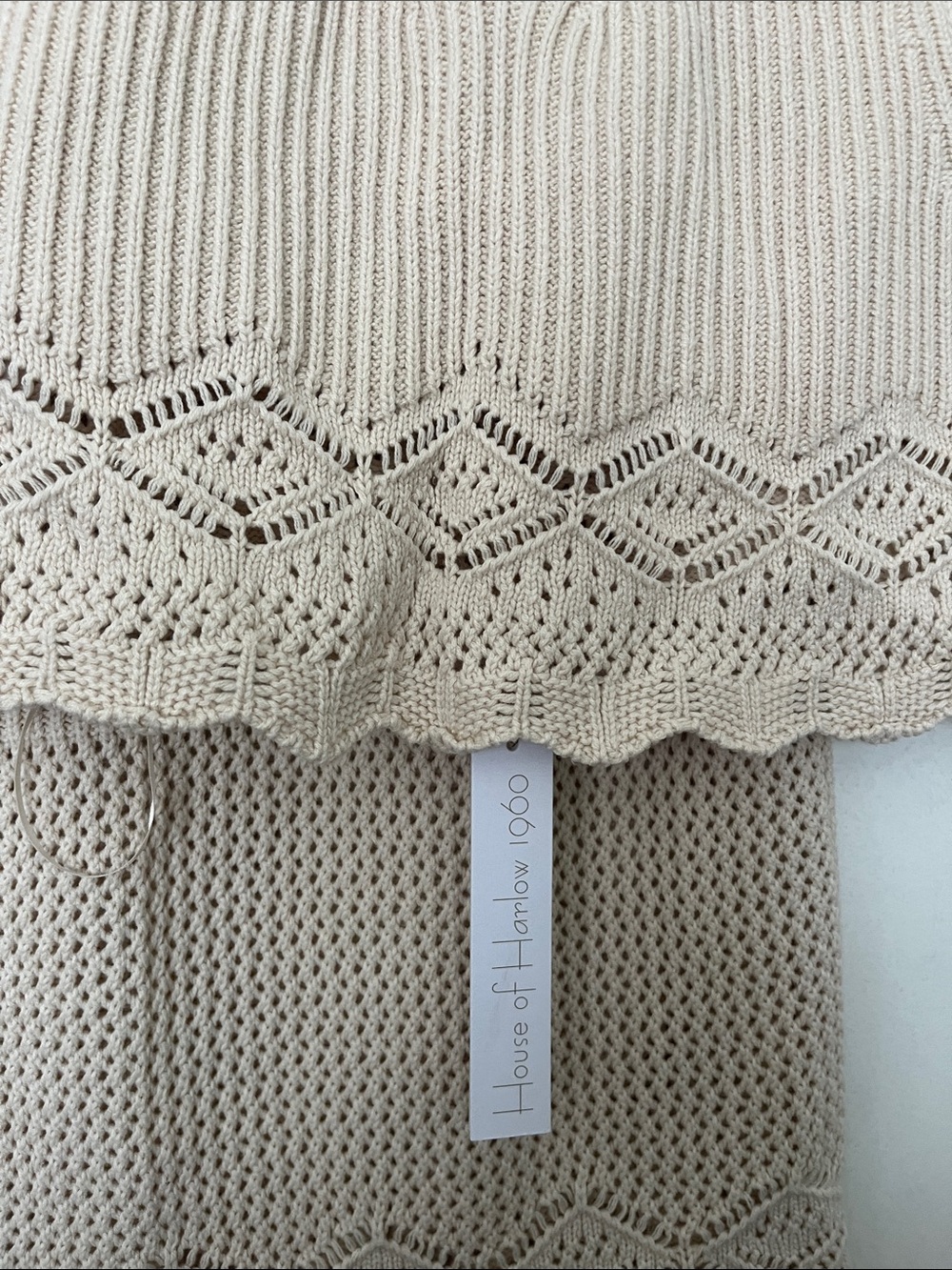 House of Harlow 1960 (Set) Cream Ribbed Knit Top and Skirt - Picture 4 of 8